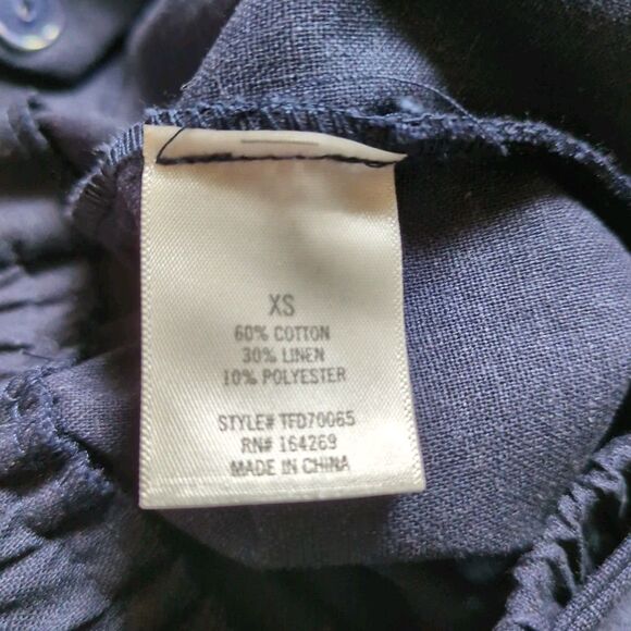 Francescas Mi Ami Womens XS Linen Blend Shorts Button Tie Waist Navy Blue Sailor - Picture 5 of 10